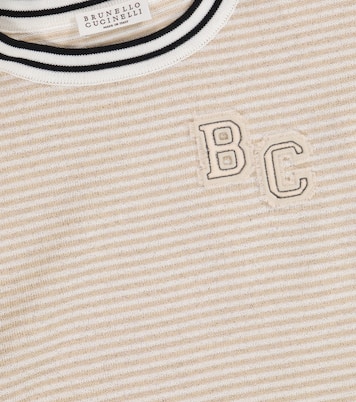 T-shirt a righe in maglia di misto cotone | Brunello Cucinelli Kids