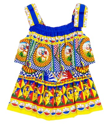 Bedrucktes Top aus Baumwollpopeline | Dolce&Gabbana Kids