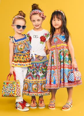 Bedrucktes Top aus Baumwollpopeline | Dolce&Gabbana Kids
