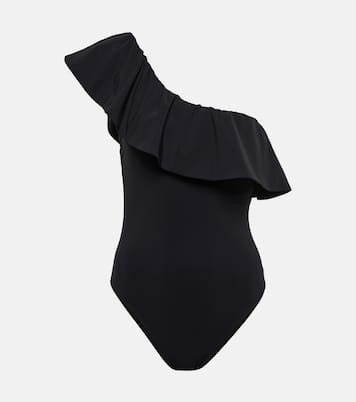 One-shoulder ruffle-trimmed swimsuit | Karla Colletto