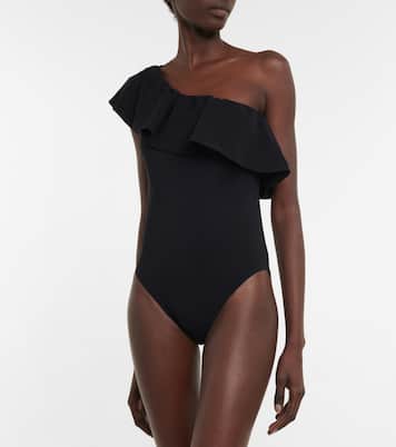 One-shoulder ruffle-trimmed swimsuit | Karla Colletto