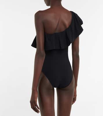 One-shoulder ruffle-trimmed swimsuit | Karla Colletto