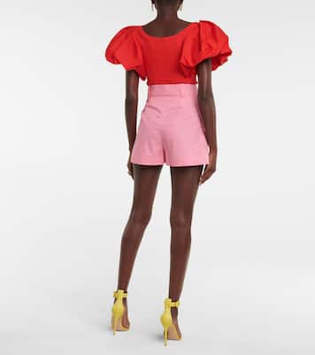 Shorts in popeline di cotone a vita alta | Oscar de la Renta