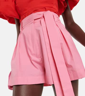 Shorts in popeline di cotone a vita alta | Oscar de la Renta