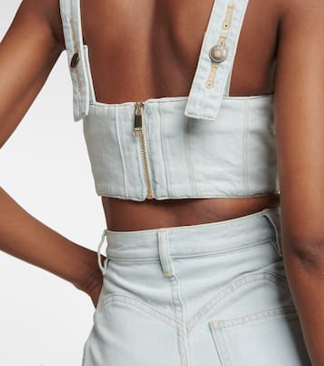 Crystal-embellished denim crop top | Area