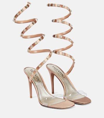 Sandales Rockstud en satin à cristaux | Valentino Garavani