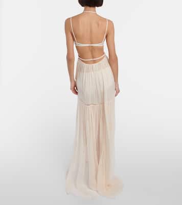 Bridal silk chiffon gown | Nensi Dojaka