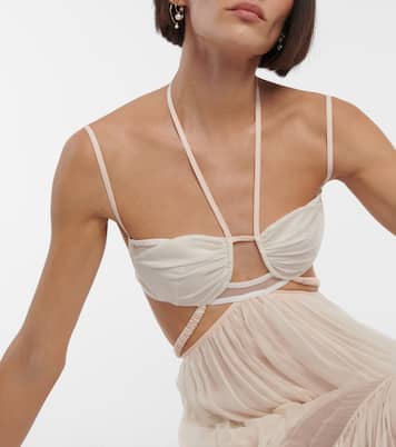 Bridal silk chiffon gown | Nensi Dojaka