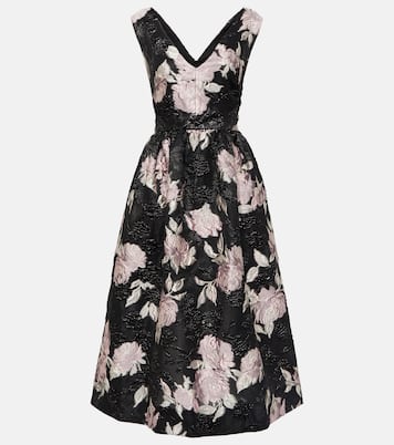 Abito midi in jacquard con stampa | Monique Lhuillier