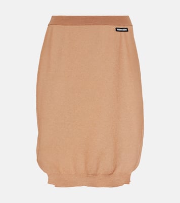 Gonna midi in maglia con logo | Miu Miu