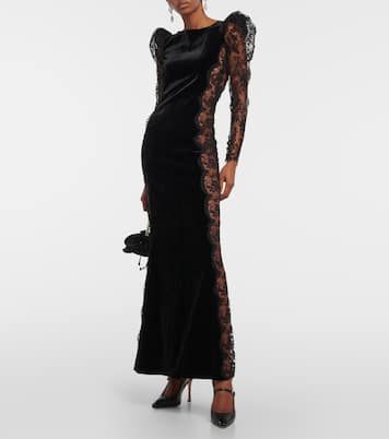 Lace-trimmed velvet maxi dress | Alessandra Rich