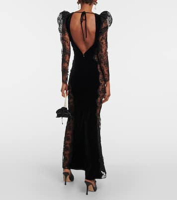 Lace-trimmed velvet maxi dress | Alessandra Rich