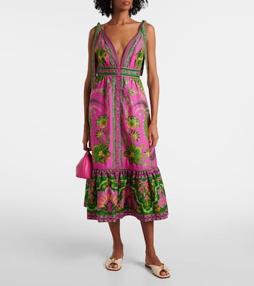 Vestido midi Ana Tapestry Pink de algodón | Farm Rio
