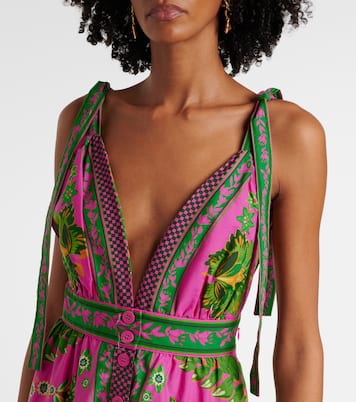 Vestido midi Ana Tapestry Pink de algodón | Farm Rio