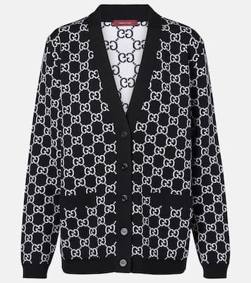 Cardigan in jaquard GG di misto lana | Gucci