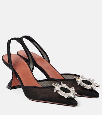 Pumps slingback Begum 70 in mesh con cristalli | Amina Muaddi