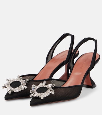Pumps slingback Begum 70 in mesh con cristalli | Amina Muaddi