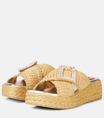 Embellished raffia espadrille slides | Roger Vivier