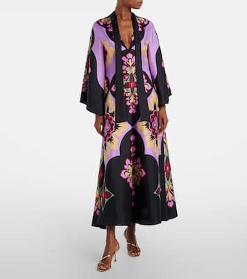 Vestido largo Palazzo Placée de sarga de seda | La DoubleJ