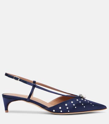 Moore 40 embellished satin slingback pumps | Malone Souliers