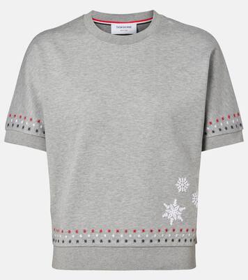 Embroidered cotton jersey T-shirt | Thom Browne
