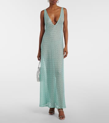 Open-knit lamé maxi dress | Missoni