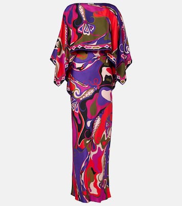 Orchidee silk slip dress and cape set | Pucci