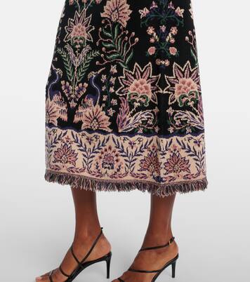 Marvelous Garden fringed high-rise midi skirt | Farm Rio