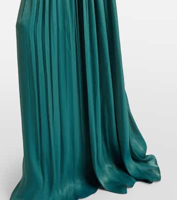 Serenne trompe l'œil pleated lamé gown | Costarellos