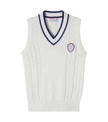 Cable-knit cotton vest | Brunello Cucinelli Kids