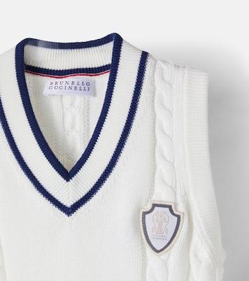 Cable-knit cotton vest | Brunello Cucinelli Kids