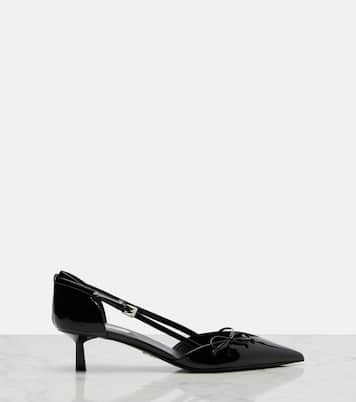 Bow-detail patent leather pumps | Prada