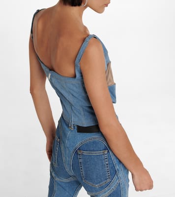Denim and mesh corset top | Mugler