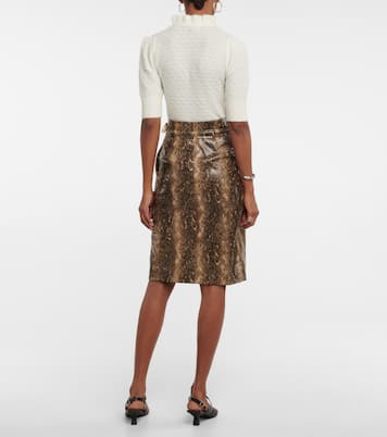 Snakeskin-print midi skirt | Ganni