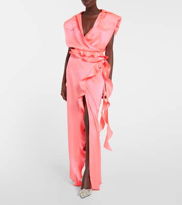 Ruffle satin wrap gown | David Koma