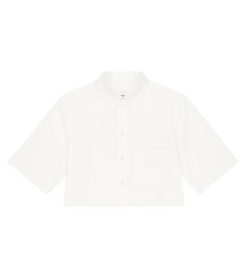 Camicia cropped in cotone con logo | MM6 Maison Margiela Kids