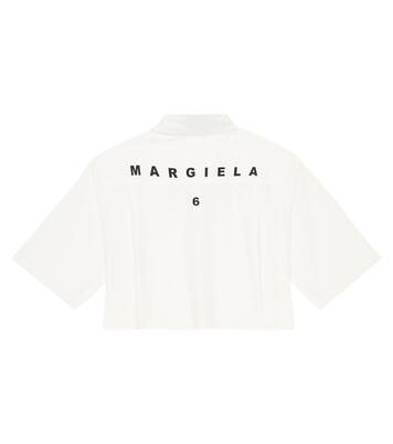 Camicia cropped in cotone con logo | MM6 Maison Margiela Kids