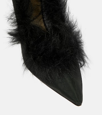 River shearling-trimmed mesh pumps | Khaite