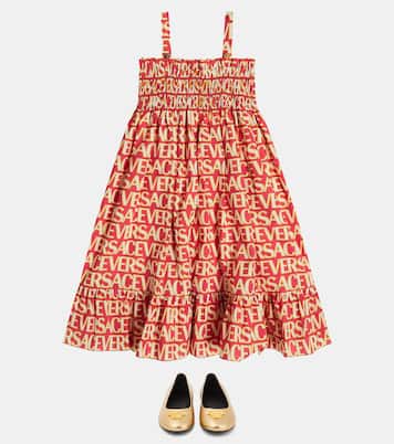Bedrucktes Kleid aus Baumwollpopeline | Versace Kids
