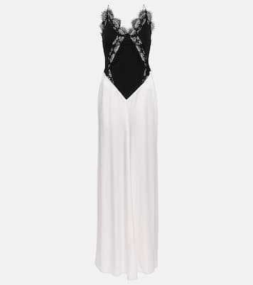 Abito lungo in raso con pizzo | Victoria Beckham