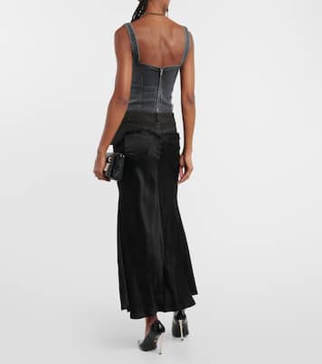 Maxirock aus Satin mit Denim | Blumarine