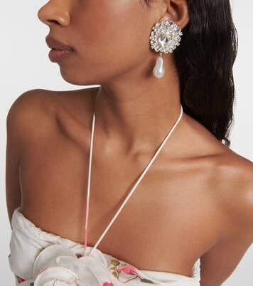 Orecchini clip-on con perle bijoux e cristalli | Magda Butrym