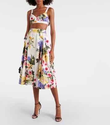 Bedruckter Midirock aus Baumwollpopeline | Dolce&Gabbana