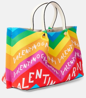 VLogo Large Chevron 24 canvas tote bag in multicoloured Valentino Garavani Mytheresa
