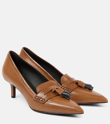 Pumps mocassino in pelle con monili | Brunello Cucinelli