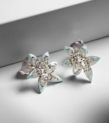 Boucles d'oreilles en or blanc 18 ct, émail et diamants | Kamyen