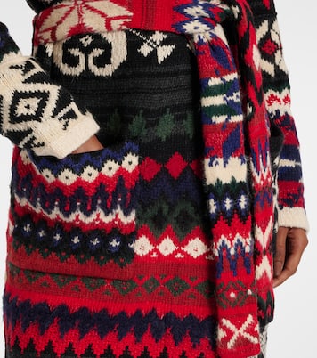 Intarsia and jacquard wool-blend wrap cardigan | Polo Ralph Lauren