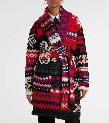 Intarsia and jacquard wool-blend wrap cardigan | Polo Ralph Lauren
