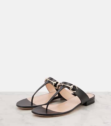 Lady Horsebit leather thong sandals | Gucci