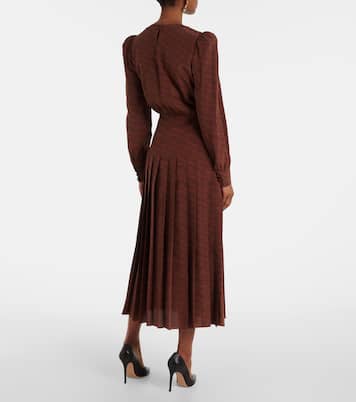 Abito midi in seta con stampa leopardata | Alessandra Rich